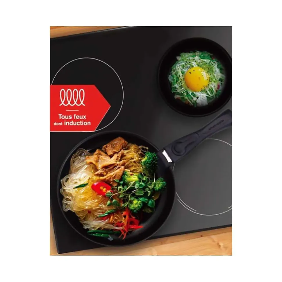 Batterie de cuisine - Tous feux dont induction - ARTHUR MARTIN - AM2991 - Aluminium revetement anti-adhésif - 10 pieces - Prune