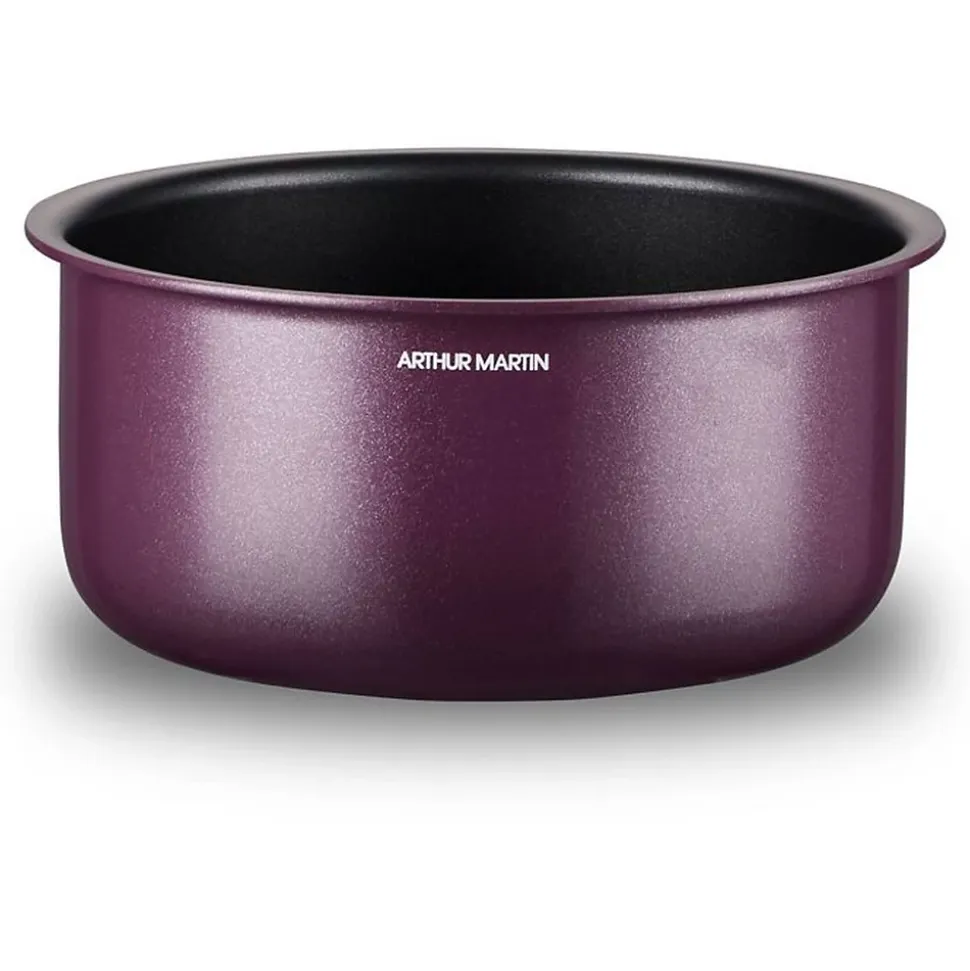 Batterie de cuisine - Tous feux dont induction - ARTHUR MARTIN - AM2991 - Aluminium revetement anti-adhésif - 10 pieces - Prune
