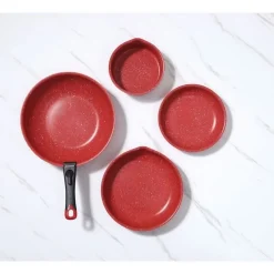 Batterie de cuisine avec manche amovible 10 pièces Rouge Arthur Martin AMR41