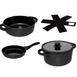 batterie de cuisine 24cm en fonte d'aluminium - Noir- 5five