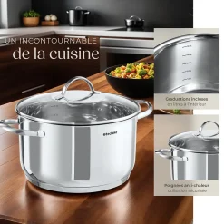 Batterie de cuisine en acier inoxydable 7 pièces pour induction