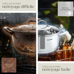 Batterie de cuisine en acier inoxydable 7 pièces pour induction