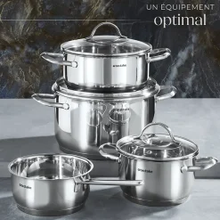 Batterie de cuisine en acier inoxydable 7 pièces pour induction