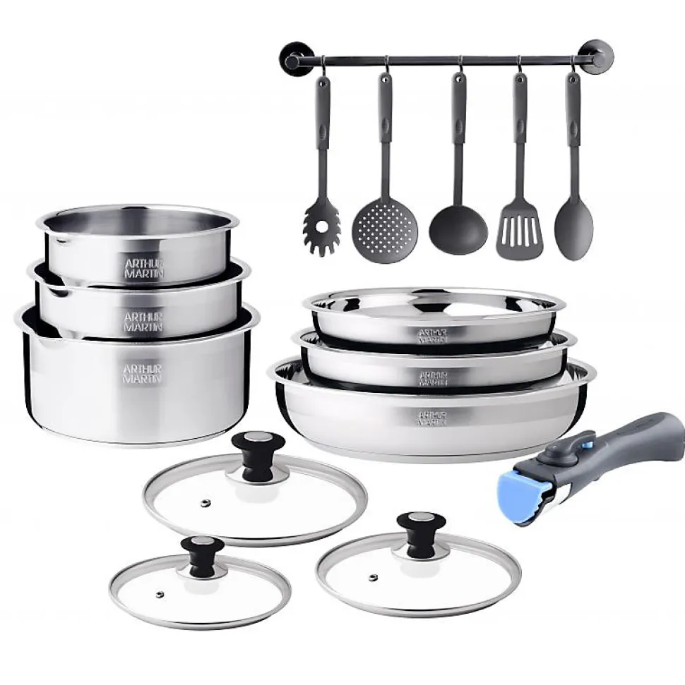 Batterie de cuisine Inox 15 Pcs Arthur Martin 5535