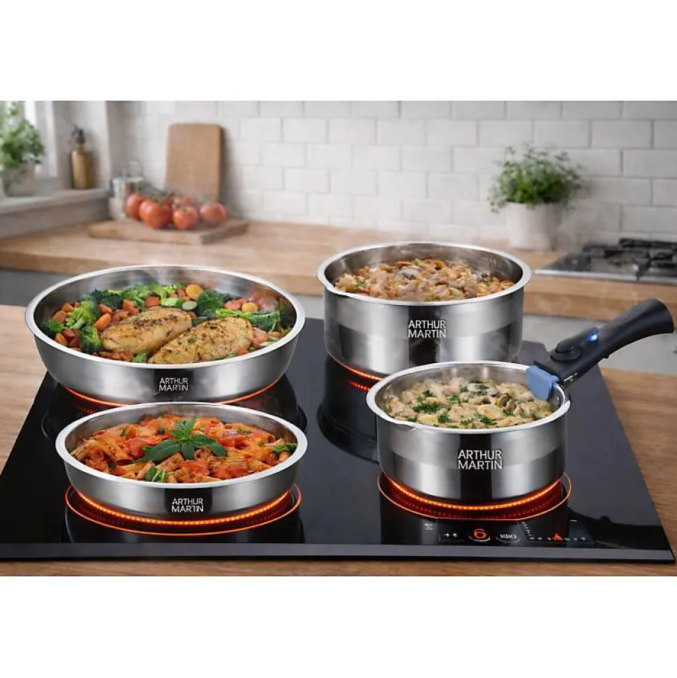 Batterie de cuisine Inox 15 Pcs Arthur Martin 5535