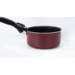 Batterie de cuisine revêtement pierre avec manche amovible 17 pièces bordeaux Herzberg HG8055-BR
