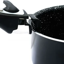 Batterie de cuisine revêtement pierre avec manche amovible 7 pièces noir Herzberg HG8053-BLK