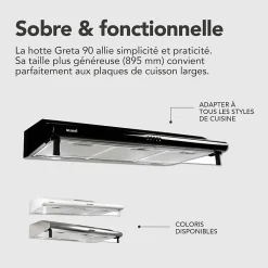 BELDEKO - Hotte Casquette / Visière 90 cm coloris noir 420 m3/h