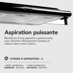 BELDEKO - Hotte Casquette / Visière 90 cm coloris noir 420 m3/h