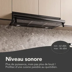 BELDEKO - Hotte Casquette / Visière 90 cm coloris noir 420 m3/h