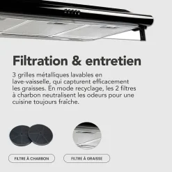 BELDEKO - Hotte Casquette / Visière 90 cm coloris noir 420 m3/h