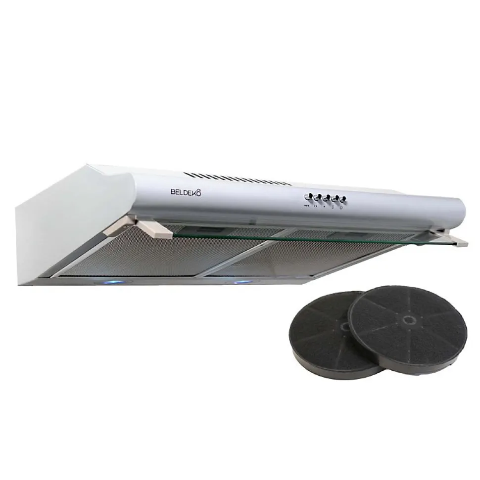 BELDEKO - Hotte Casquette / Visière 60 cm BLANC 240 m3/h 2 Filtres à charbon