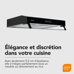 BELDEKO - Hotte Casquette / Visière RIVAGE 60 cm NOIR - 100W - 210 m3/h