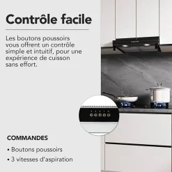 BELDEKO - Hotte Casquette / Visière RIVAGE 60 cm NOIR - 100W - 210 m3/h