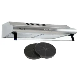 BELDEKO - Hotte Casquette / Visière 60 cm INOX 240 m3/h 2 Filtres à charbon