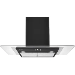 BELDEKO - Hotte Décorative Murale 90 cm en Verre et Noir - Moteur 200 W, Puissance d'extraction 559 m3/h