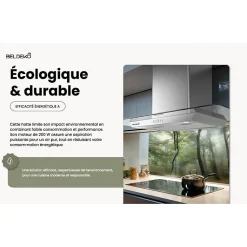 BELDEKO - HOTTE DECORATIVE MURALE 90 CM - VERRE ET INOX - 200W - Puissance d'extraction 559 m3/h