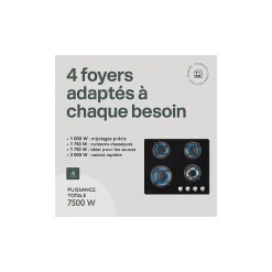 BELDEKO - Plaque de cuisson 4 ZONES - 7500W - GAZ BOUTEILLE