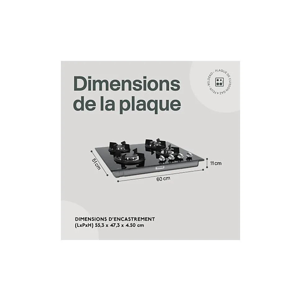 BELDEKO - Plaque de cuisson 4 ZONES - 7500W - GAZ BOUTEILLE