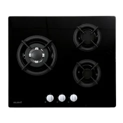 BELDEKO - Plaque de cuisson 3 ZONES VERRE NOIR - GAZ BOUTEILLE