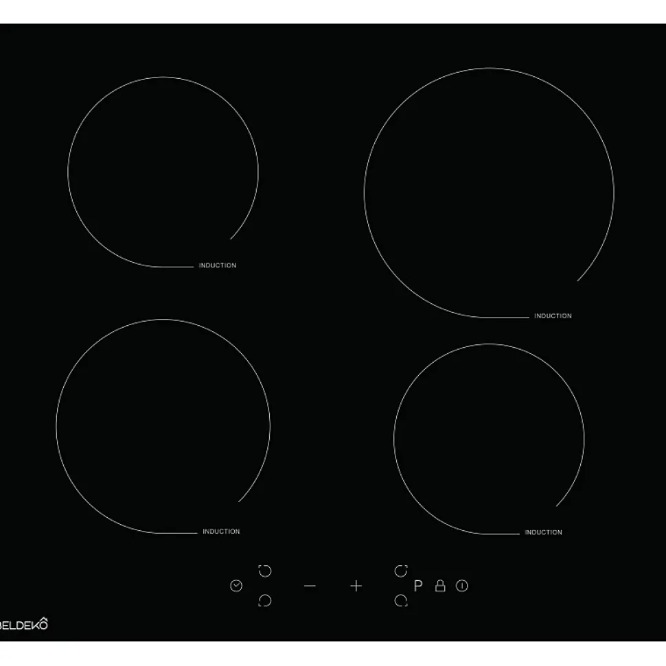 BELDEKO - Plaque De Cuisson Induction 4 zones Avec Minuterie, 7900W, 4 Boosters, verrou enfants