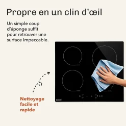 BELDEKO - Plaque De Cuisson Induction 4 zones Avec Minuterie, 7900W, 4 Boosters, verrou enfants