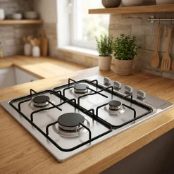 BELDEKO - Plaque de cuisson gaz 4 feux Inox - 7500W - gaz de ville et bouteille - Encastrable