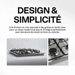 BELDEKO - Plaque de cuisson gaz 4 feux Inox - 7500W - gaz de ville et bouteille - Encastrable