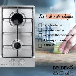 BELDEKO - Plaque De Cuisson 2 ZONES / INOX - GAZ BOUTEILLE