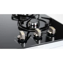 BELDEKO - Plaque de cuisson Gaz verre noir 3 foyers - Gaz ville et bouteille