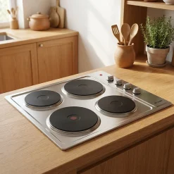 BELDEKO - Plaque de cuisson électrique fonte 4 feux encastrable, 4 foyers, 5500 W, boutons rotatifs, 6 niveaux