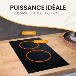 BELDEKO - Plaque de cuisson à induction Domino encastrable - 2 foyers, 3600 W - 2 boosters pour une performance compacte