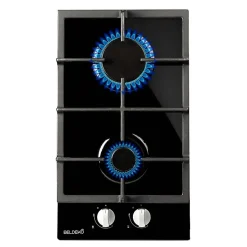 BELDEKO - Plaque de cuisson Gaz verre noir 2 feux - 4000W - Gaz ville et bouteille