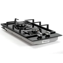 BELDEKO - Plaque de cuisson Gaz verre noir 2 feux - 4000W - Gaz ville et bouteille