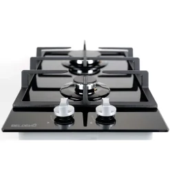 BELDEKO - Plaque de cuisson Gaz verre noir 2 feux - 4000W - Gaz ville et bouteille
