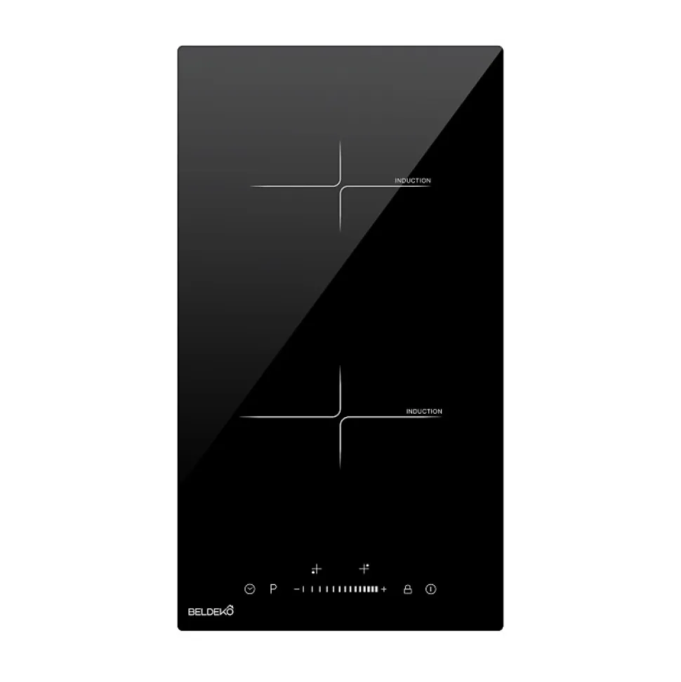 BELDEKO - Plaque Induction Encastrable 2 Foyers - Slider - 3600W avec Double Booster et Minuterie Indépendante