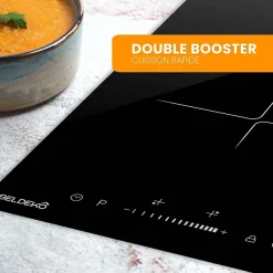 BELDEKO - Plaque Induction Encastrable 2 Foyers - Slider - 3600W avec Double Booster et Minuterie Indépendante
