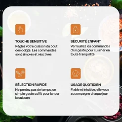 BELDEKO - Plaque Induction Portable de 2000W sensitive, 10 niveaux de puissance, minuterie, posable