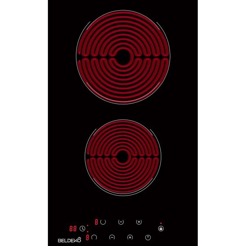 BELDEKO - Plaque Vitrocéramique 2 foyers 3000W - Minuteur, commande tactile