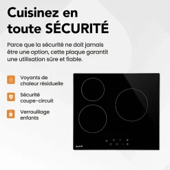 BELDEKO - Table de cuisson Vitrocéramique 3 foyers - Encastrable, Minuteur multi-zones Seulement 4,6 cm d'Épaisseur