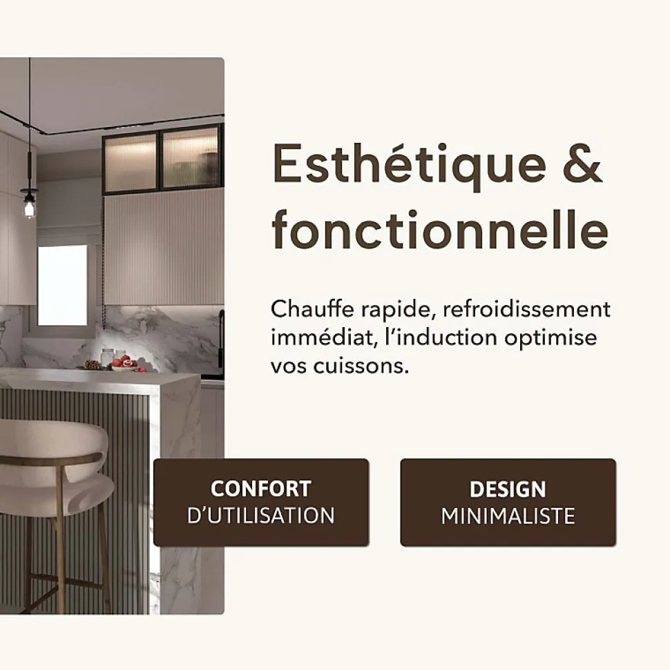 BELDEKO Plaque Induction Slider 2 foyers avec Minuterie - 3300W