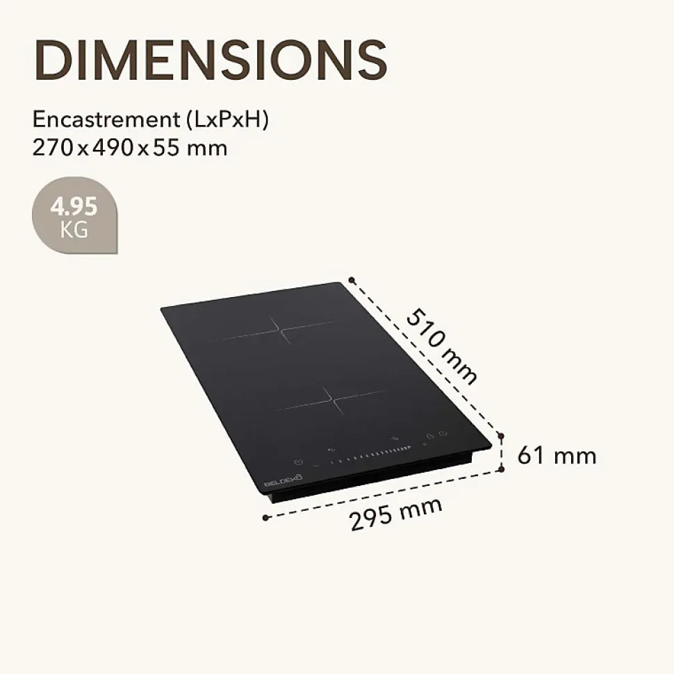 BELDEKO Plaque Induction Slider 2 foyers avec Minuterie - 3300W