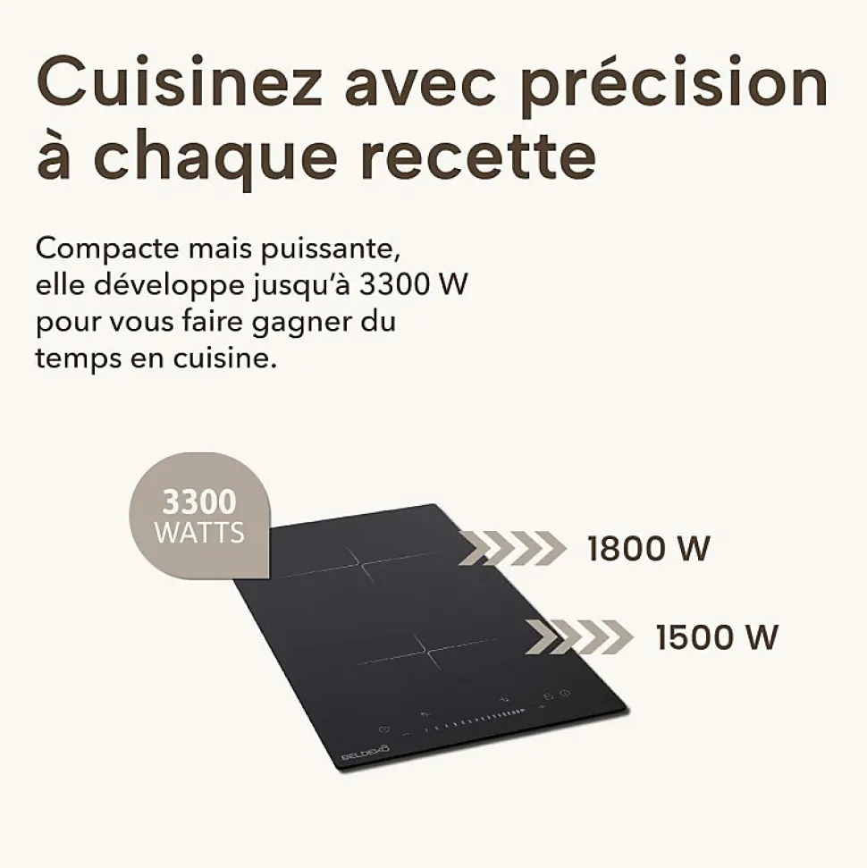 BELDEKO Plaque Induction Slider 2 foyers avec Minuterie - 3300W
