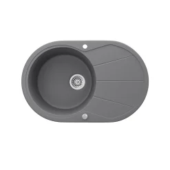 Bergström Évier Gris 78x50cm Rond avec emplacement de séchage