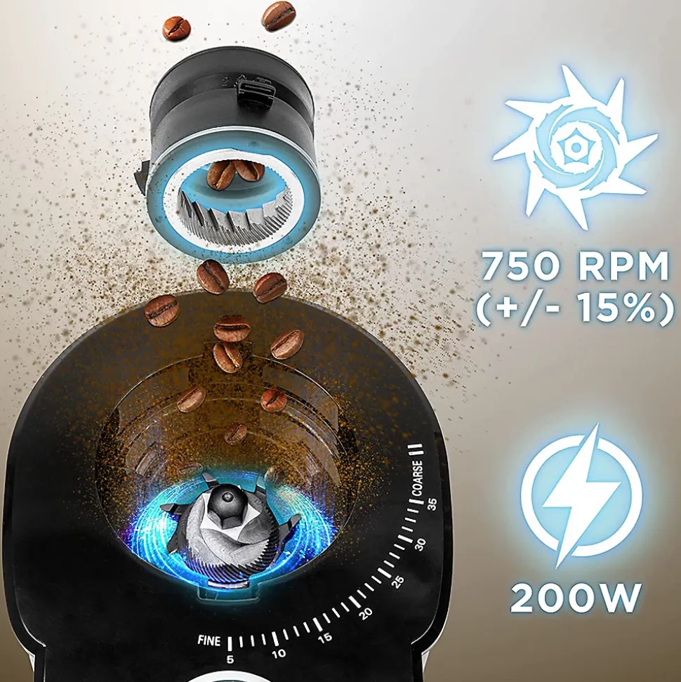 BG200 Moulin à café électrique 200W 35x réglages mouture Capacité 200 g Acier inox Jusqu'à 12 tasses de café Duronic