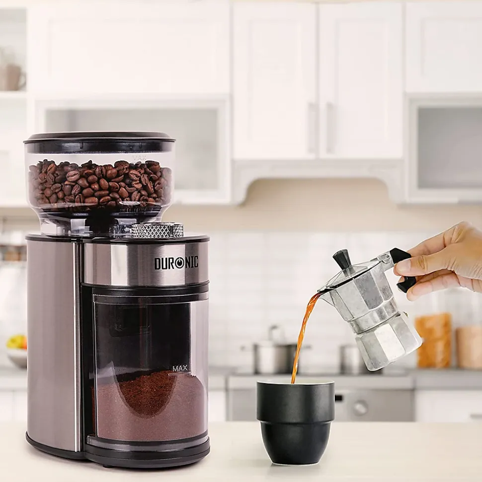 BG200 Moulin à café électrique 200W 35x réglages mouture Capacité 200 g Acier inox Jusqu'à 12 tasses de café Duronic