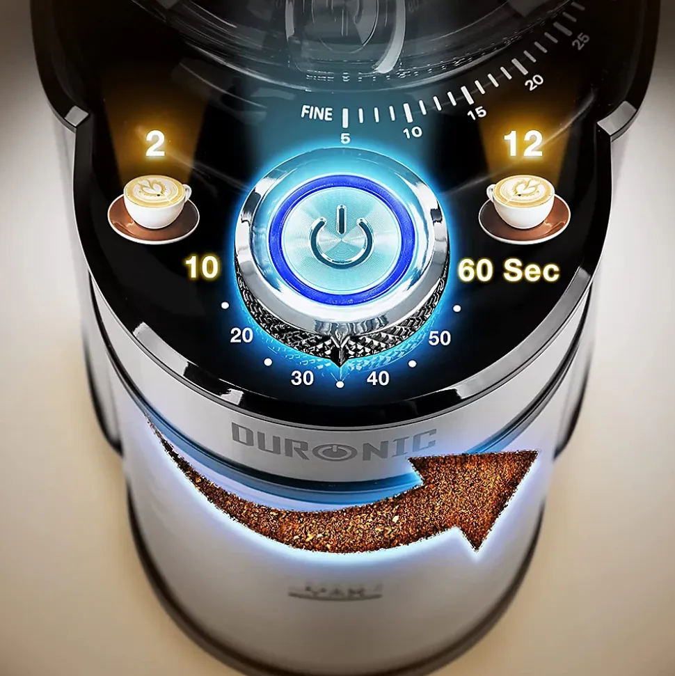 BG200 Moulin à café électrique 200W 35x réglages mouture Capacité 200 g Acier inox Jusqu'à 12 tasses de café Duronic