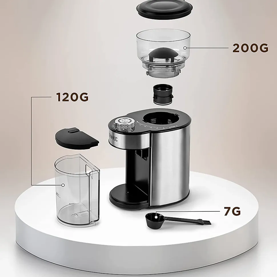 BG200 Moulin à café électrique 200W 35x réglages mouture Capacité 200 g Acier inox Jusqu'à 12 tasses de café Duronic