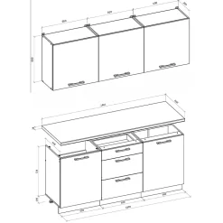 Billy 1,80m ensemble de meubles de cuisine à assembler (KSETBILLY)