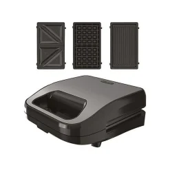 BLACK & DECKER - Appareil multifonctions croque / gaufre / gril - 750W - gris/noir - BXSA754E